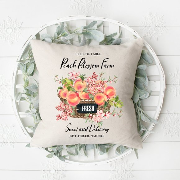 Peach Blossom Throw Pillow Cover, Spring, Gift - Picture 1 of 3